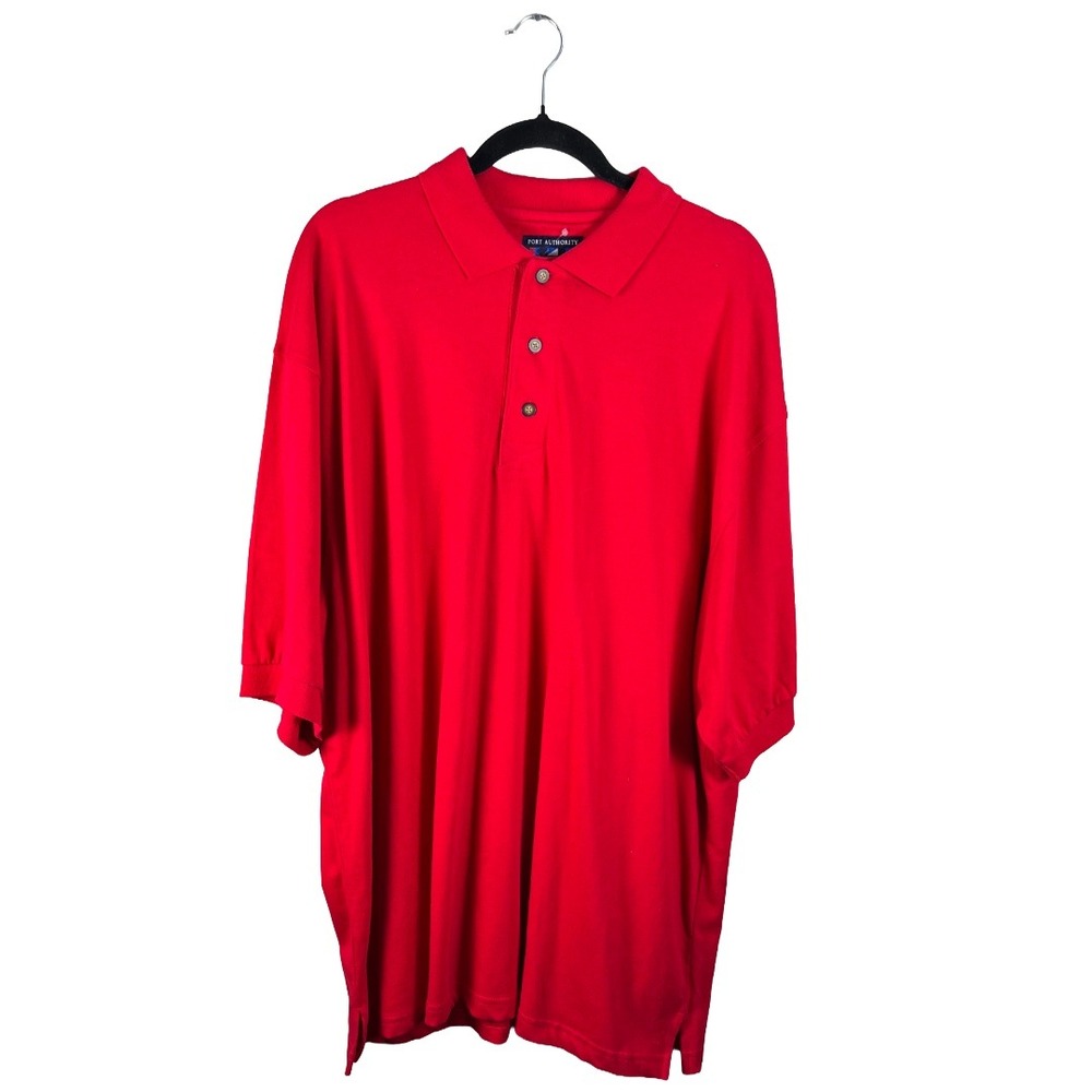 Port Authority Mens Red Cotton Short Sleeve Polo Shirt Size 2XL Big and Tall